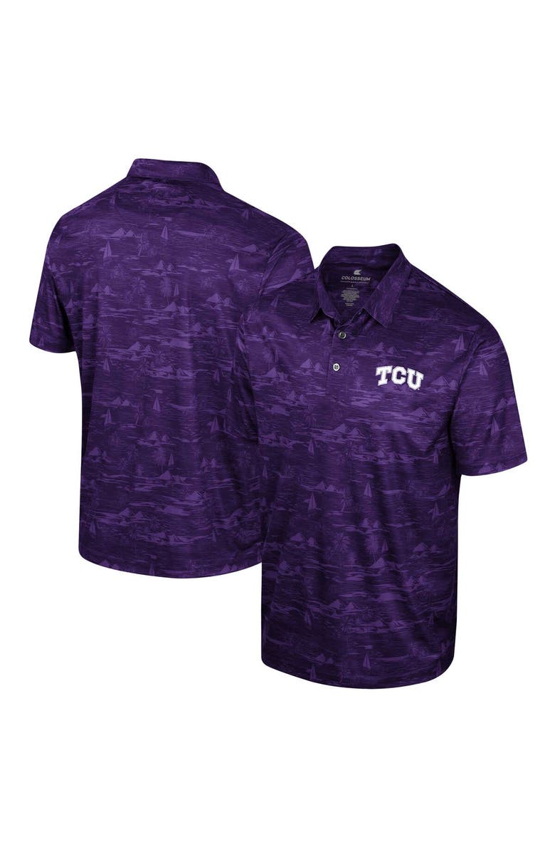 COLOSSEUM Men's Colosseum Purple TCU Horned Frogs Daly Print Polo, Main, color, 