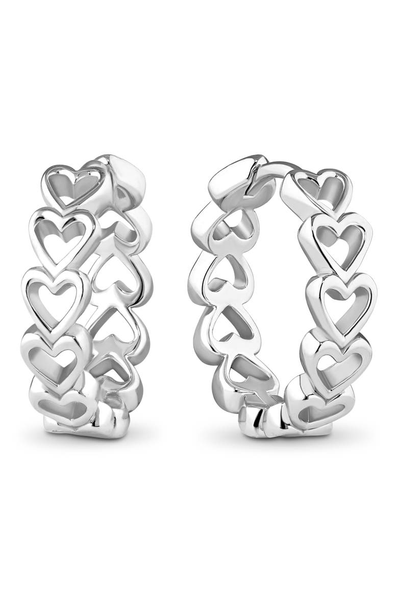 Open Heart Hoop Earrings, Main, color, SILVER