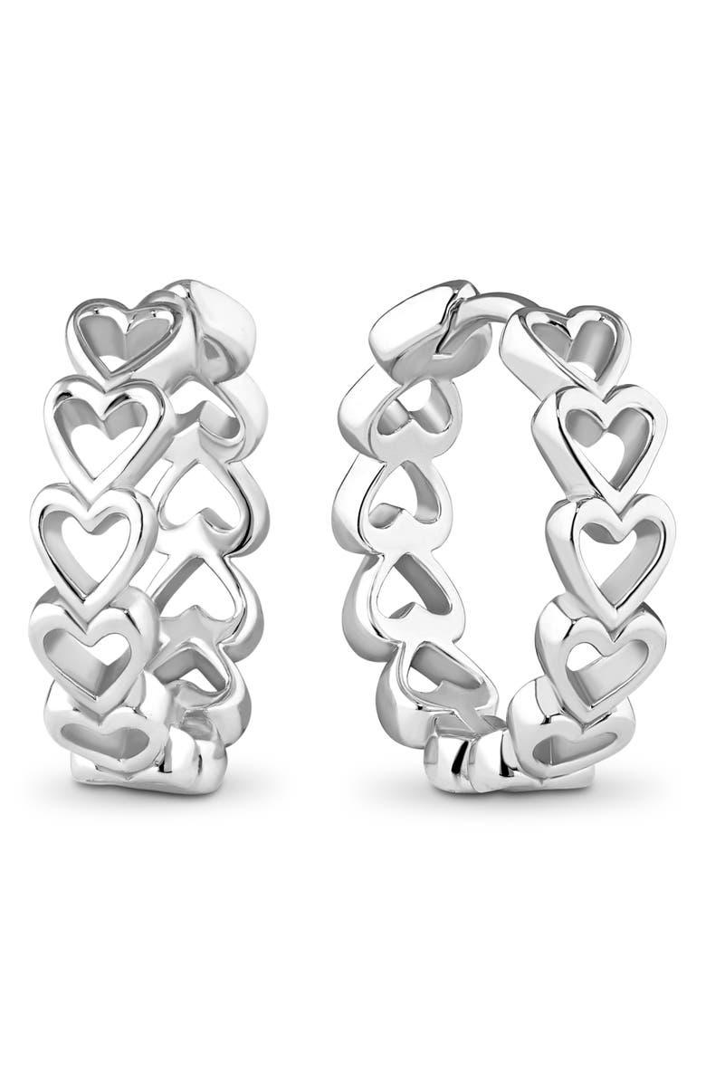 DEVATA Open Heart Hoop Earrings, Main, color, Silver