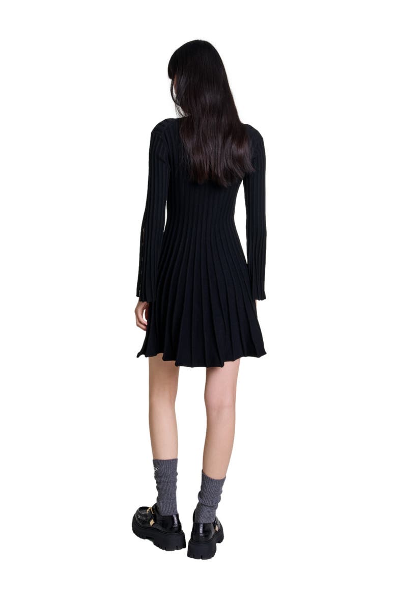 Short knit dress, Alternate, color, Black