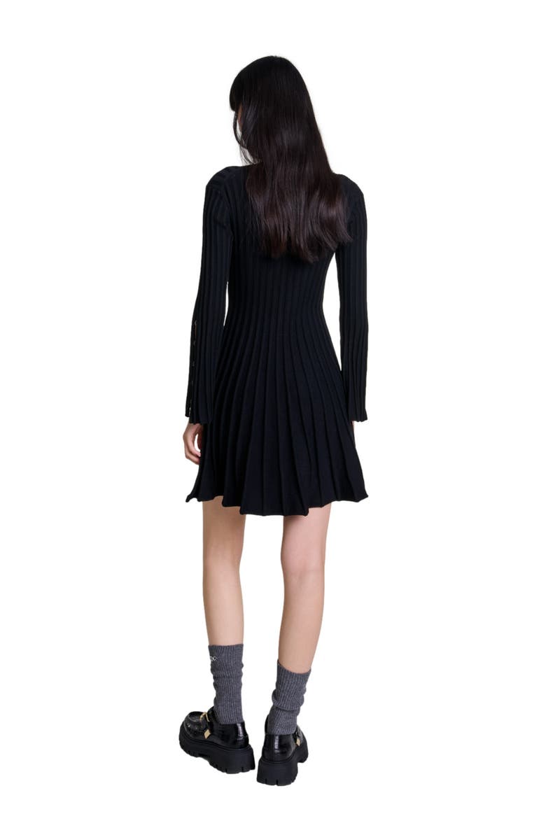 maje Short knit dress, Alternate, color, Black