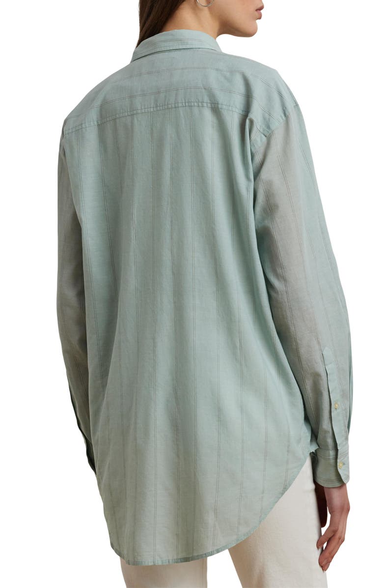 Lauren Ralph Lauren Stripe Oversize Cotton Button-Up Shirt, Alternate, color, 