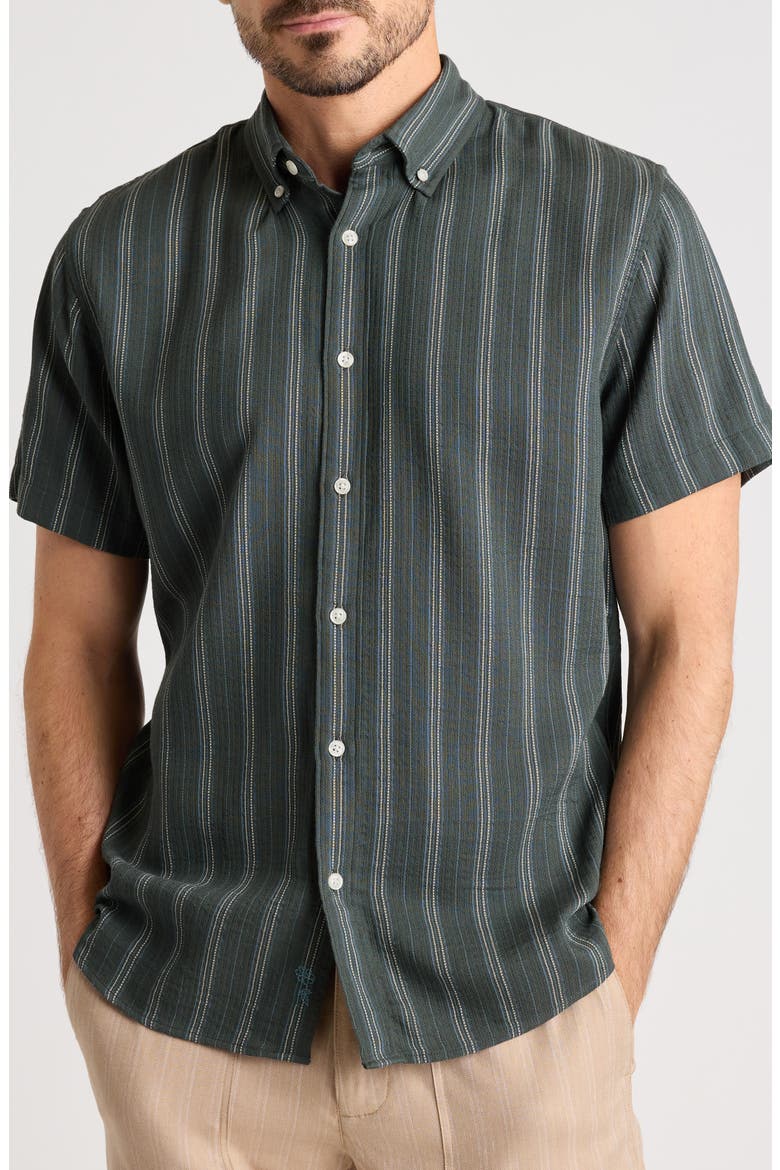 Montauk Slim Fit Striped Short Sleeve Shirt, Main, color, URBAN BLUE STRIPE