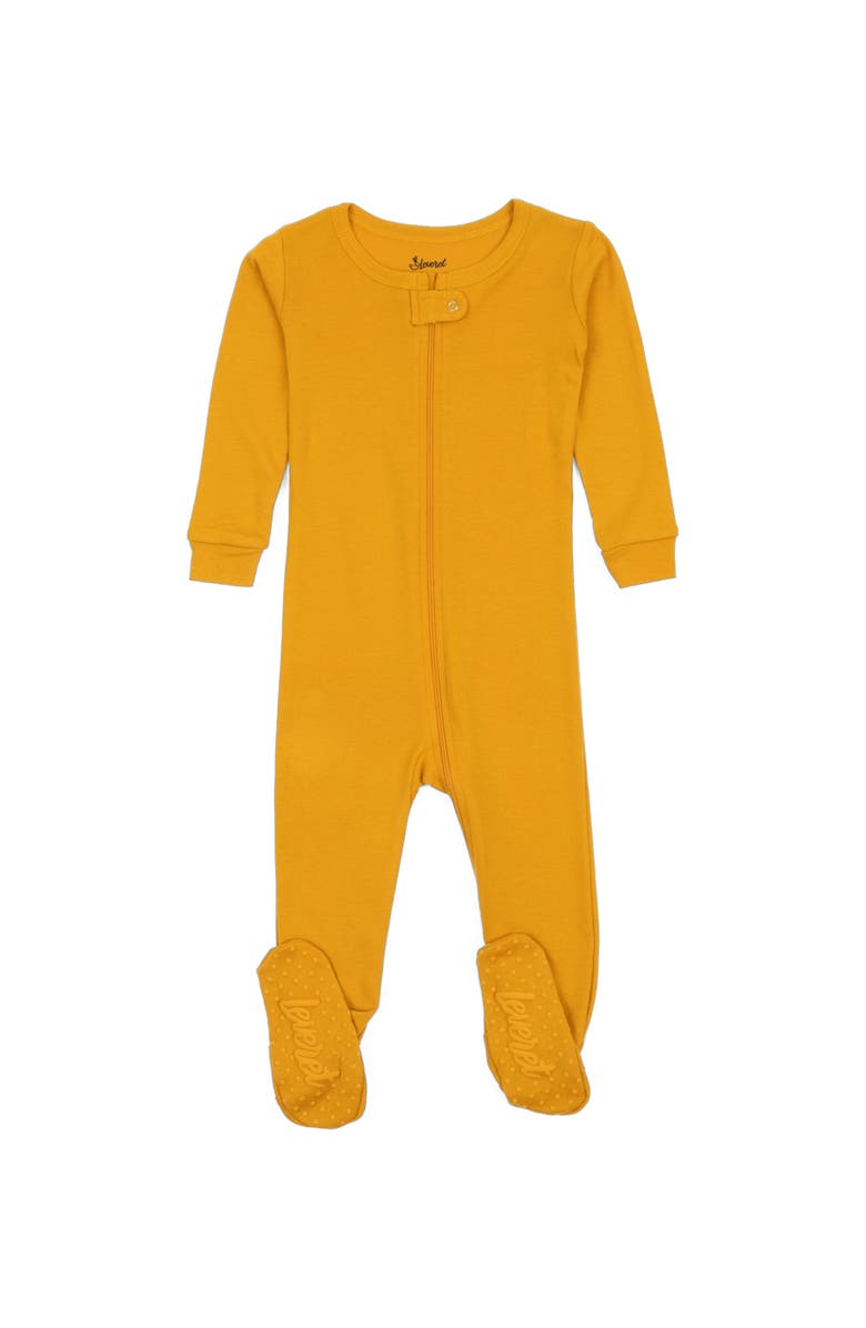 Leveret Footed Solid Cotton Matching Family Pajamas, Main, color, Mustard