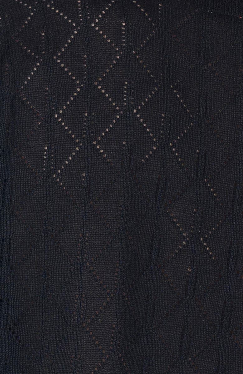 Original Paperbacks Capri Geometric Pointelle Knit Camp Shirt, Alternate, color, Black