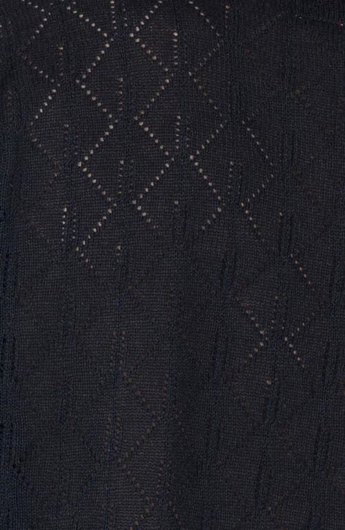 Original Paperbacks Capri Geometric Pointelle Knit Camp Shirt In Black
