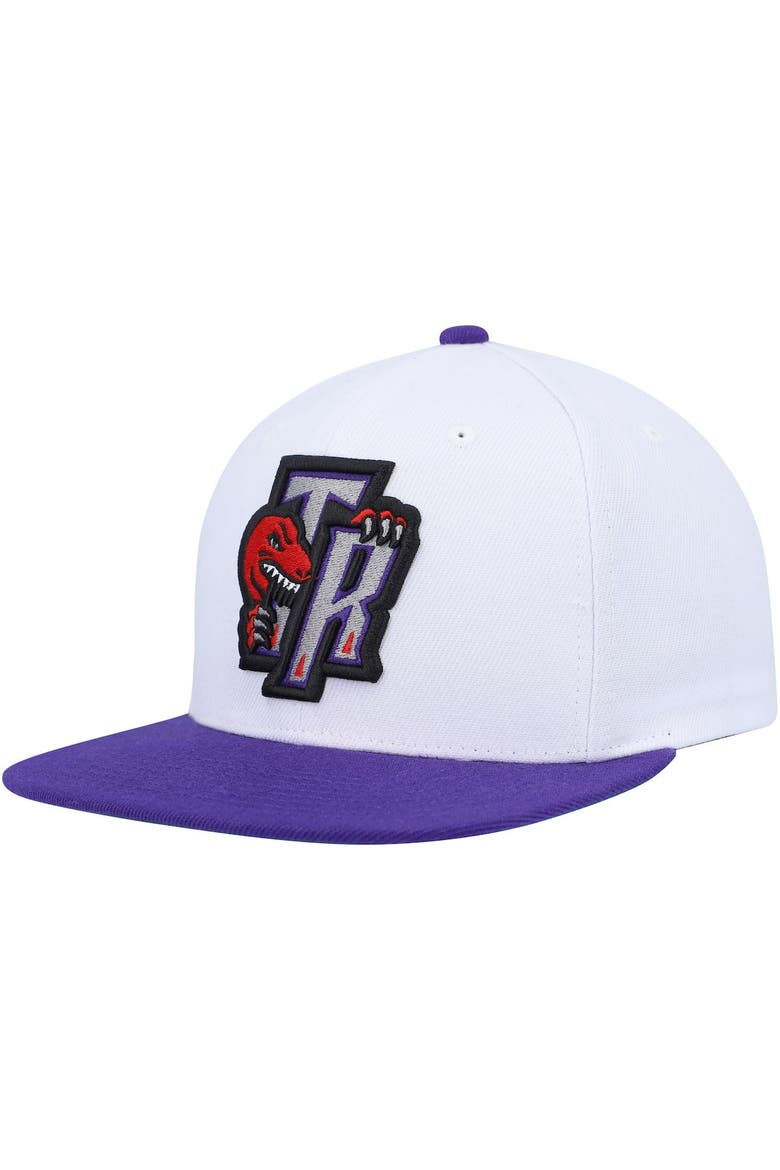 Men's Mitchell & Ness White/Purple Toronto Raptors Hardwood Classics Essentials Two-Tone Basic Snapback Hat, Main, color, White
