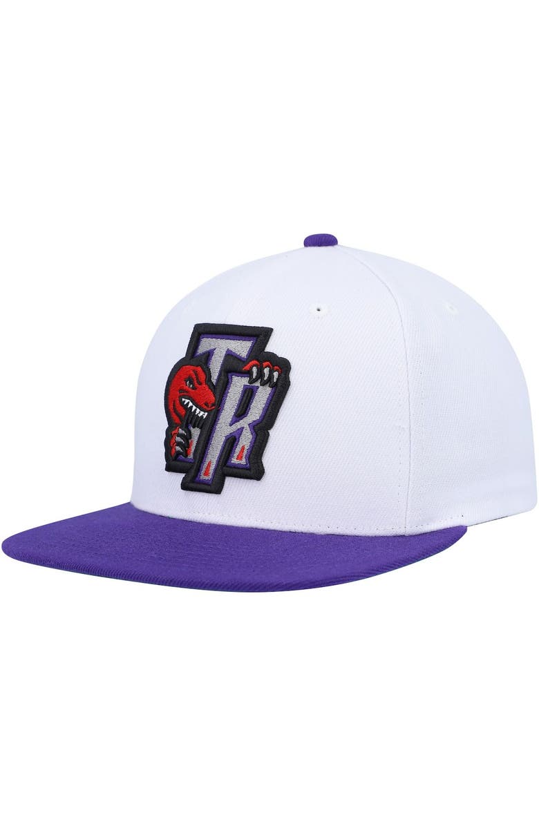 Mitchell & Ness Men's Mitchell & Ness White/Purple Toronto Raptors Hardwood Classics Essentials Two-Tone Basic Snapback Hat, Main, color, 