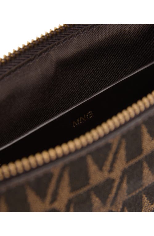 Mango Monogram Jacquard Chain Shoulder Bag In Chocolate