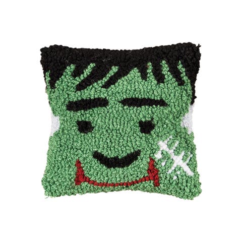 Frankenstein Monster Hooked Petite Halloween Accent Pillow 8" x 8"