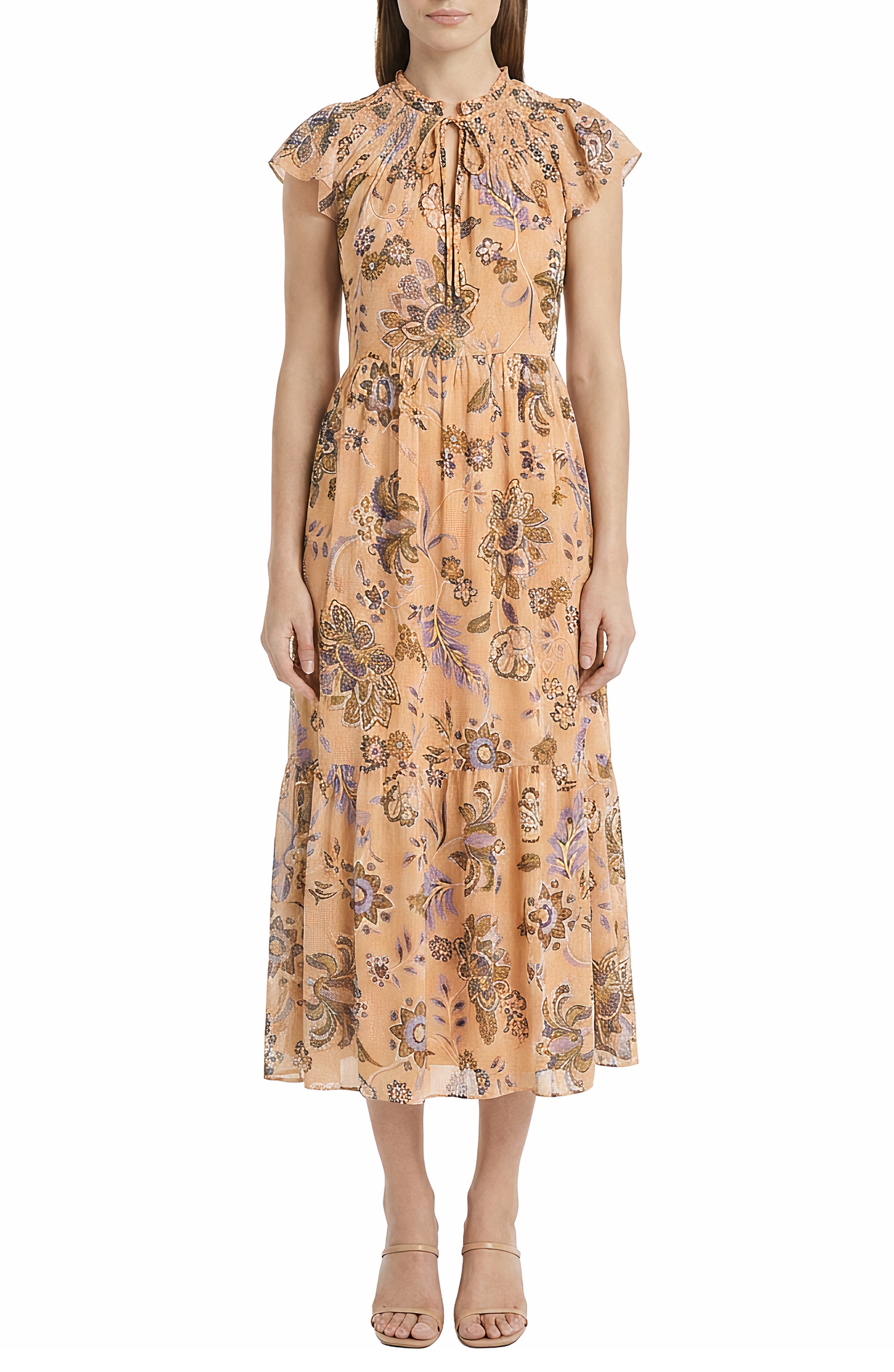 The Good Journey Floral Cap Sleeve Fit & Flare Midi Dress
