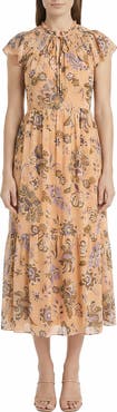The Good Journey Floral Cap Sleeve Fit & Flare Midi Dress