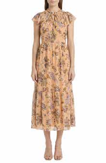 The Good Journey Floral Cap Sleeve Fit & Flare Midi Dress