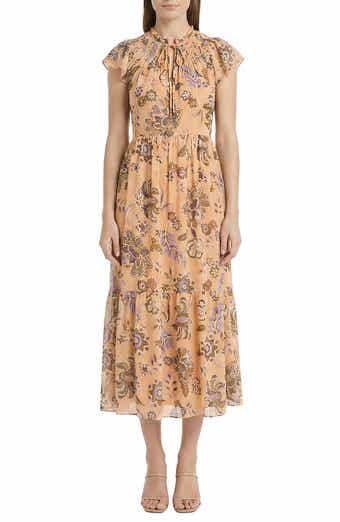 Floral Cap Sleeve Fit & Flare Midi Dress