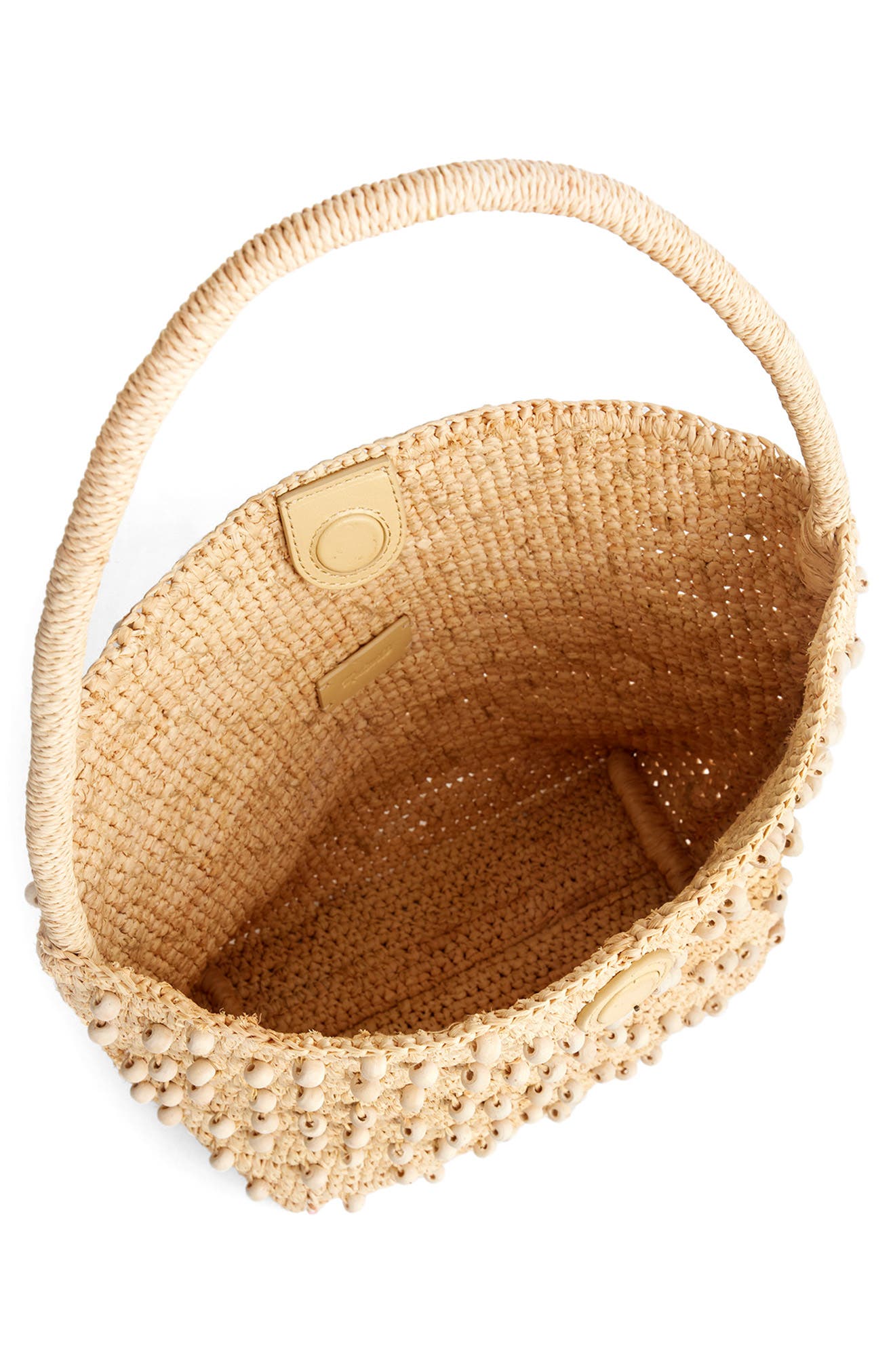 The Signature Woven Raffia Shoulder Bag, Alternate, color, NATURAL BEADED MULTI