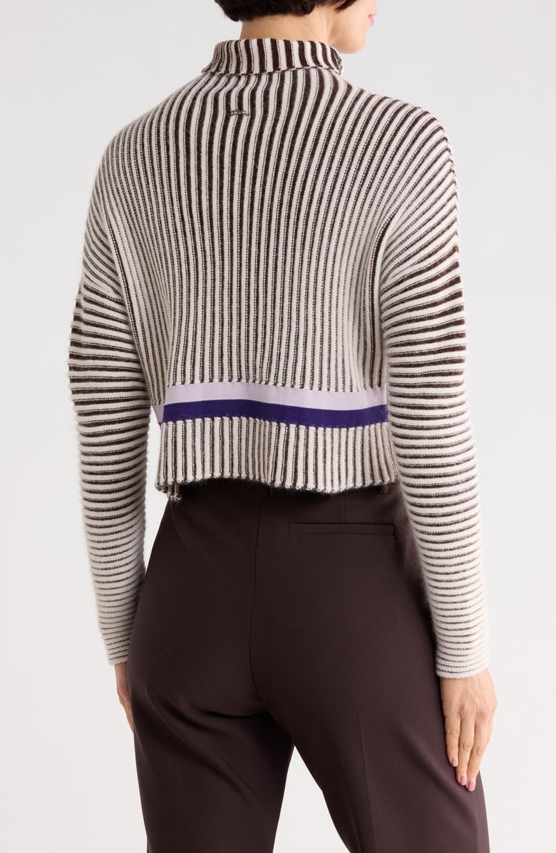 Longchamp Wool Blend Sweater Top, Alternate, color, Ecru/ Ebony