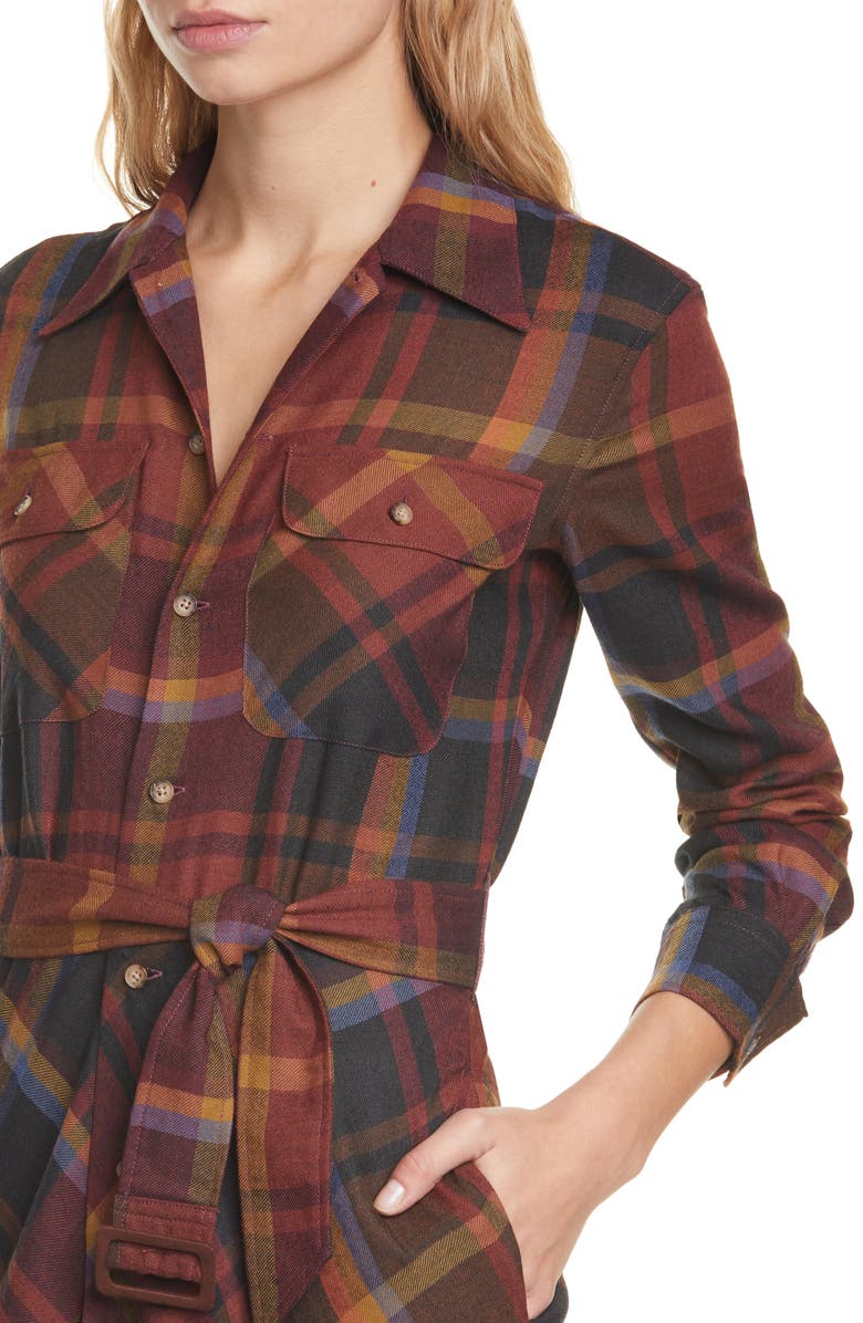 Polo Ralph Lauren Tartan Long Sleeve Wool Shirtdress, Alternate, color,