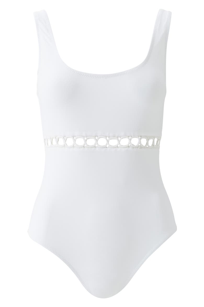 Carmel Scoop Neck One-Piece Swimsuit, Alternate, color, WHITE