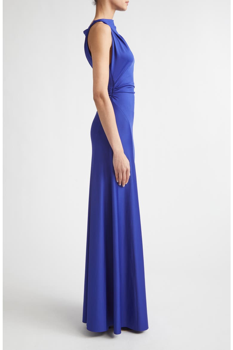 Draped Stretch Jersey Gown, Alternate, color, BRIGHT INDIGO