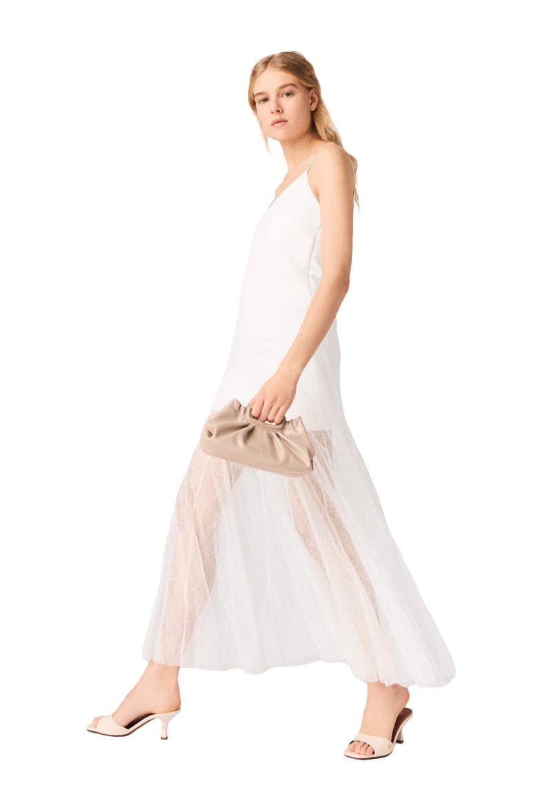 Taffeta and lace dress, Alternate, color, White