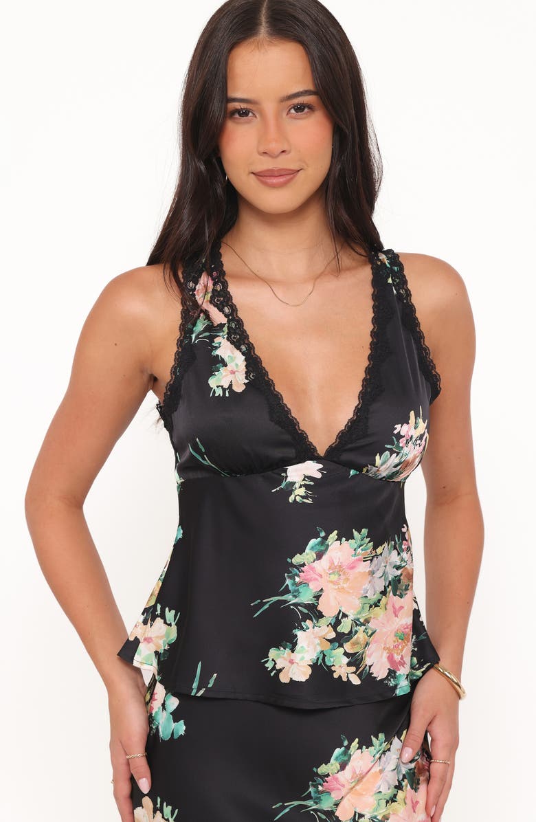 Petal & Pup Kelso Floral Lace Trim Tank, Alternate, color, Black Floral