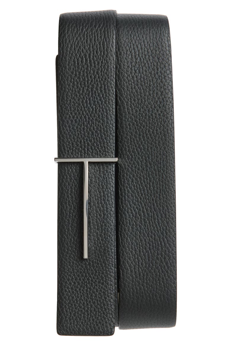 Reversible Slim T Soft Grain Leather Belt, Alternate, color, UNA DARK NAVY/ BLACK