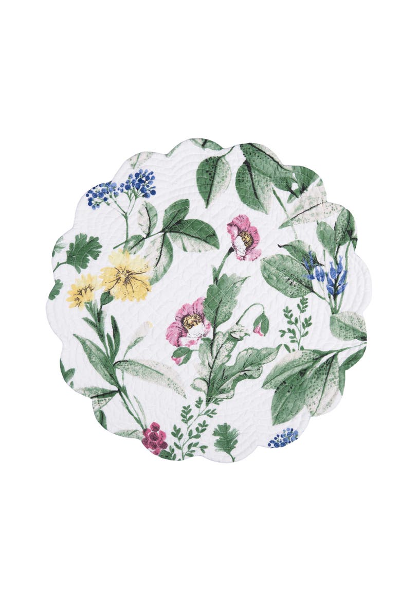 Marcy Blooms Round 100% Cotton Spring Set of 6 Placemats 17", Alternate, color, Green