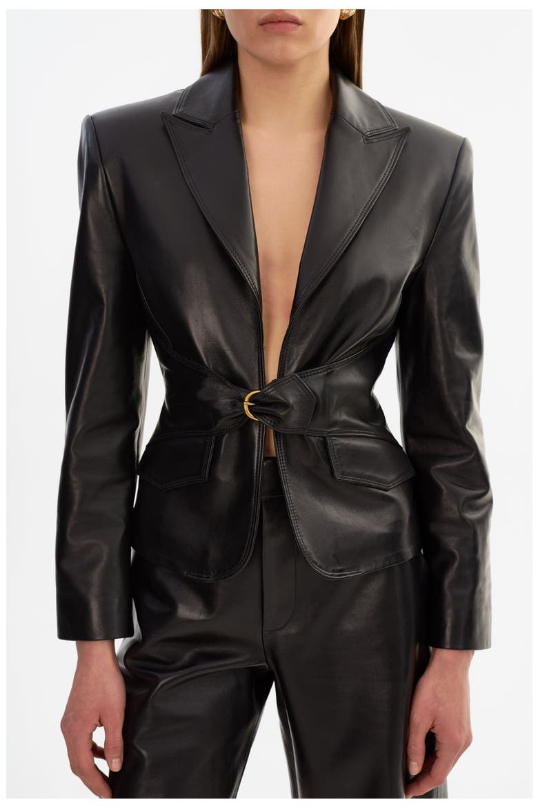 Wiley | Leather Belted Blazer, Alternate, color, Black