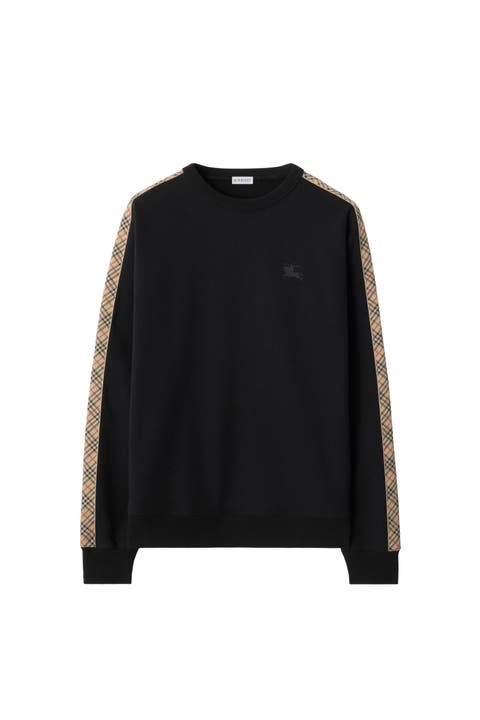 Check Trim Cotton Sweatshirt