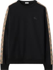 Burberry Check Trim Cotton Sweatshirt