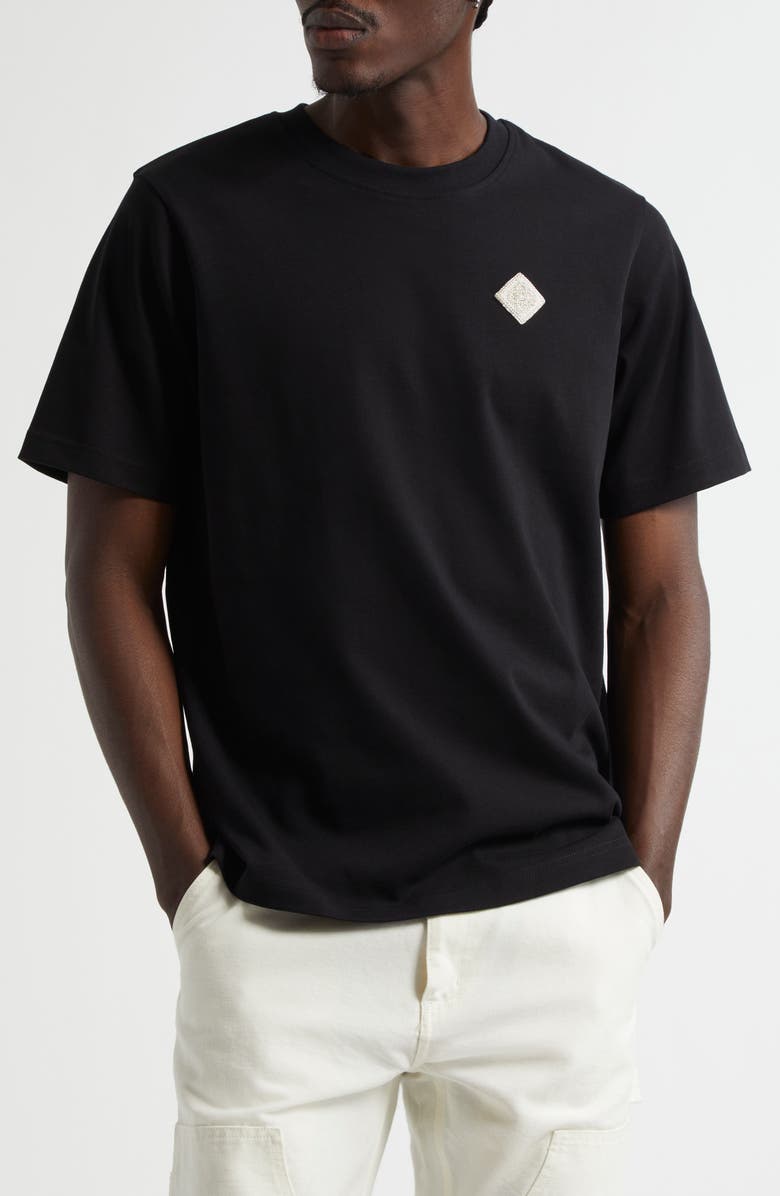 Casablanca Faux Pearl Embellished Diamond Patch Logo T-Shirt, Main, color, Pearl Diamond Patch