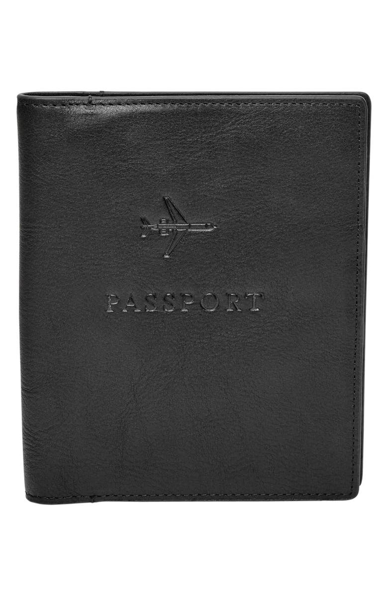 Fossil Leather Passport Case, Main, color, 