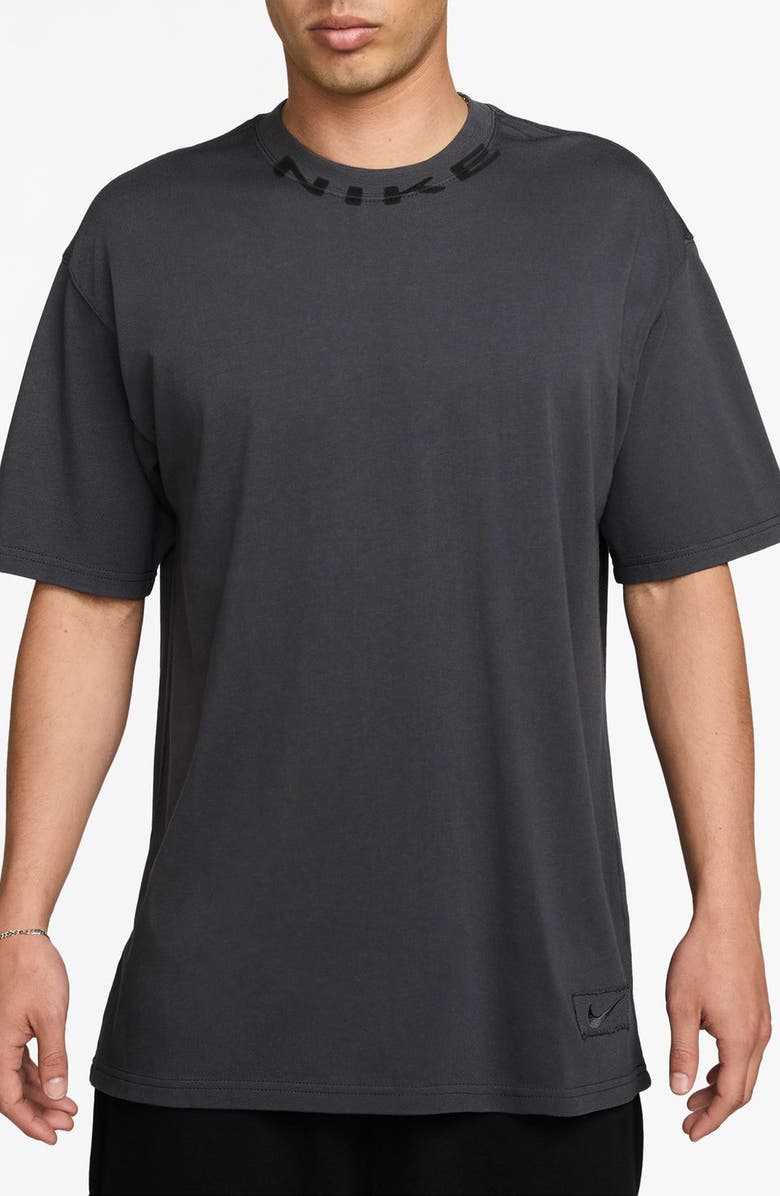 Nike Sportswear Collar Print T-Shirt, Main, color, Anthracite