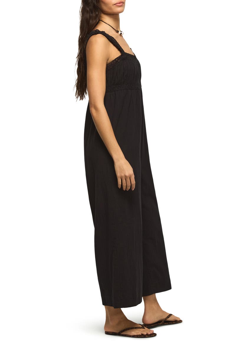 Lace Yoke Jumpsuit, Alternate, color, CAVIAR