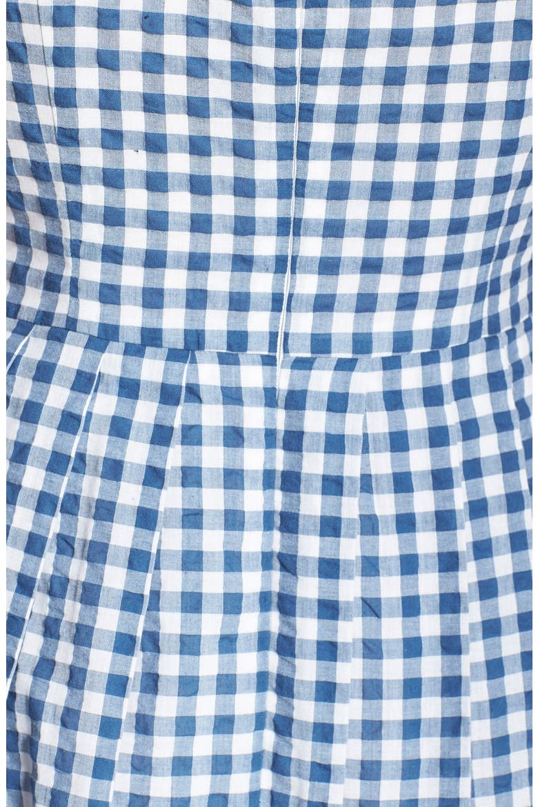 Gingham Cotton Fit & Flare Midi Dress, Alternate, color, NAVY/ WHITE
