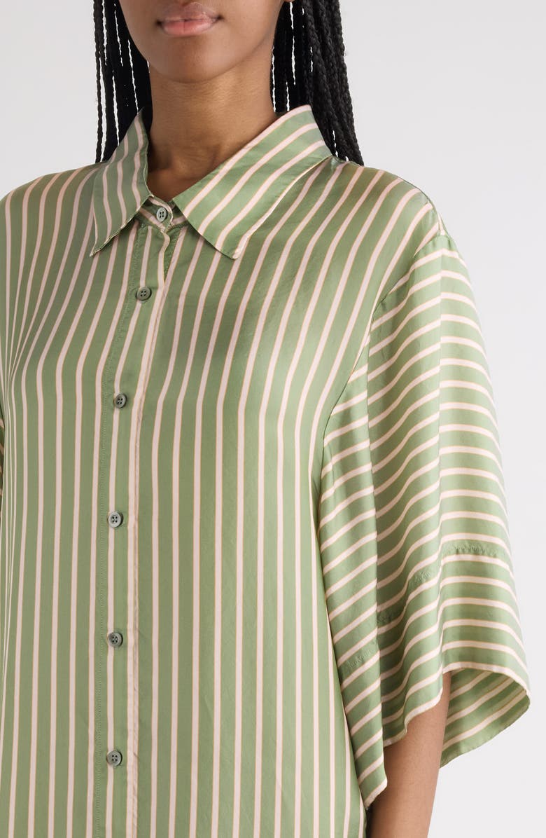Dries Van Noten Drea Stripe Satin Shirtdress, Alternate, color, 