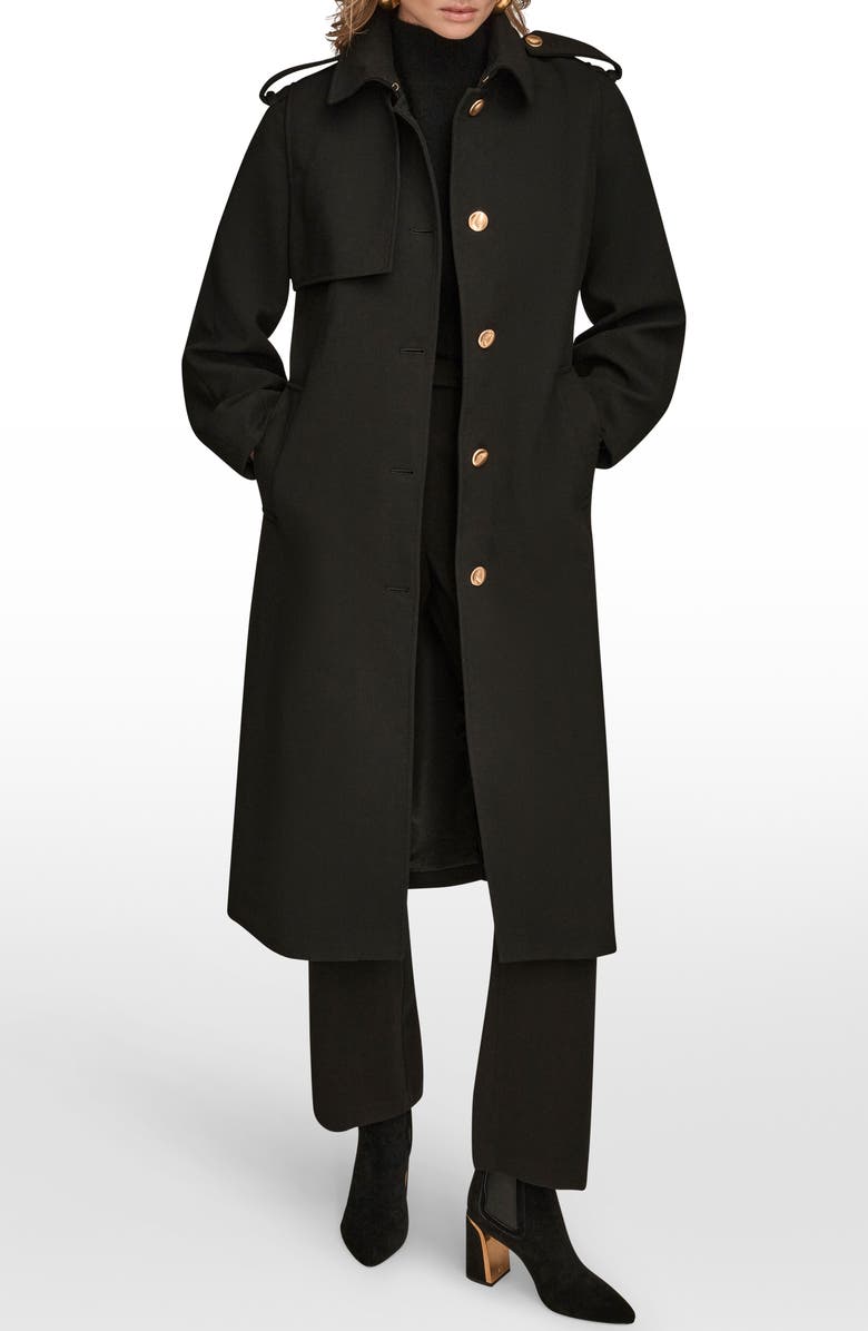 Donna Karan New York Modern Crepe Trench Coat, Alternate, color, Black