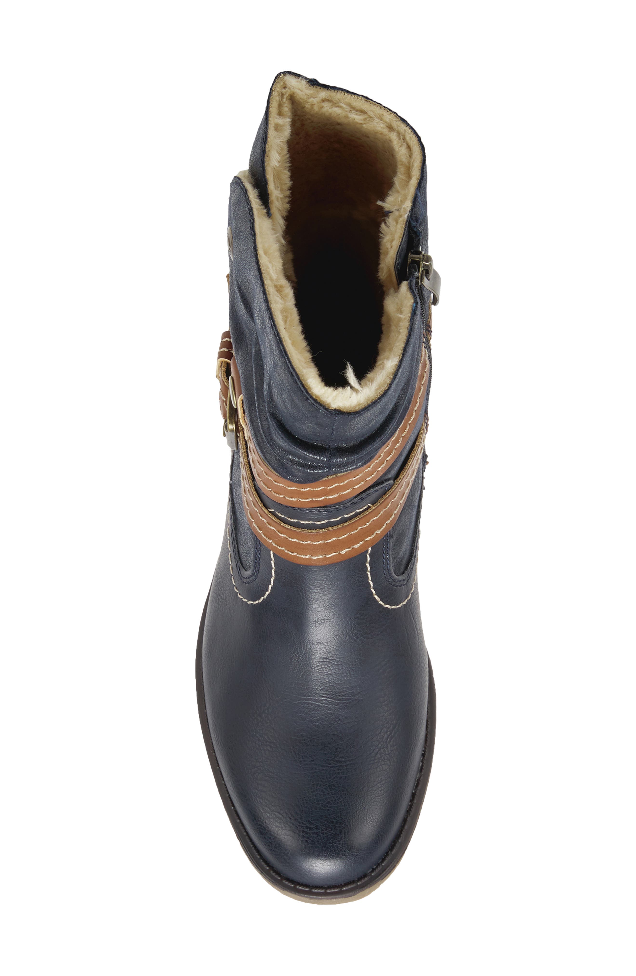 Spring Step Boisa Faux Fur Bootie, Alternate, color, Navy Synthetic