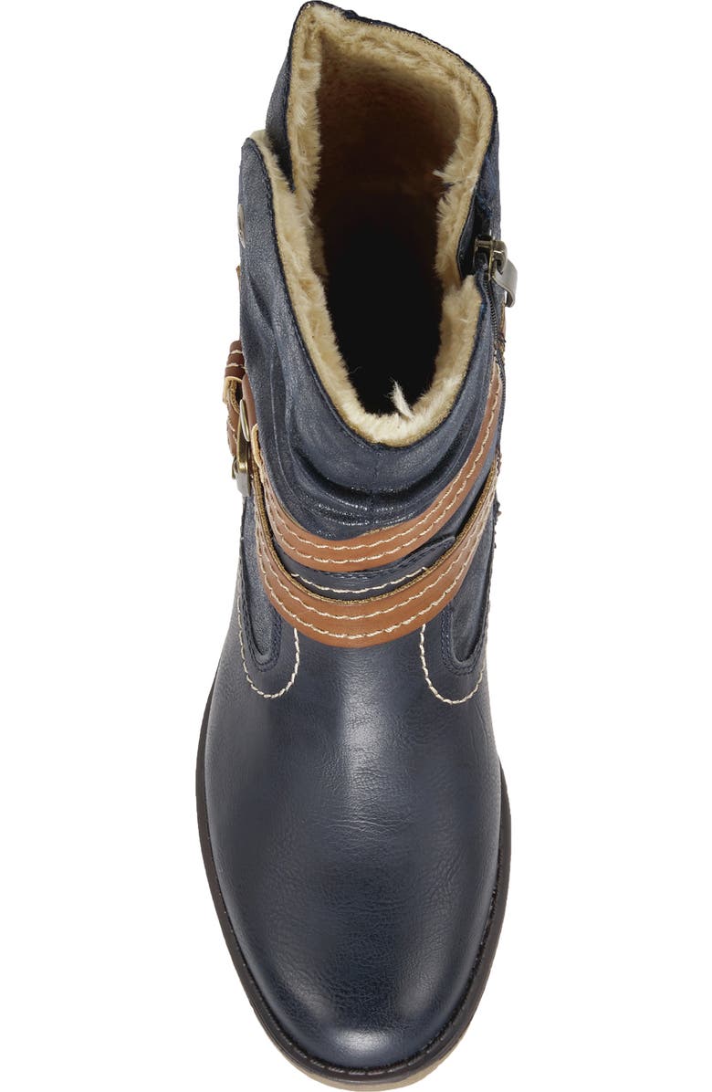 Spring Step Boisa Faux Fur Bootie, Alternate, color, Navy Synthetic