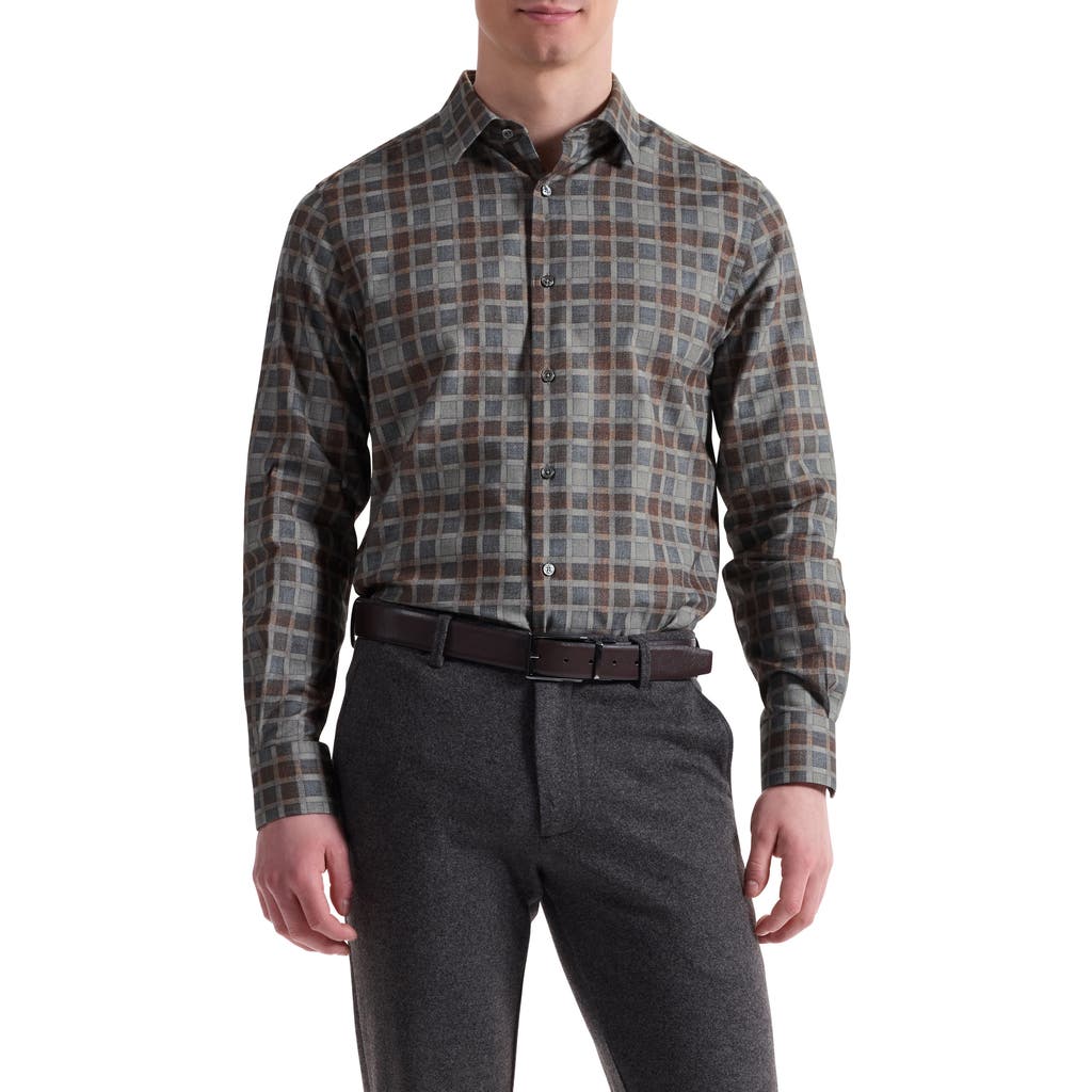 Bugatchi Julian Shaped Fit Check Cotton Button-up Shirt In Black