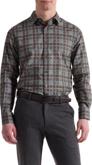 Bugatchi Julian Shaped Fit Check Cotton Button-Up Shirt