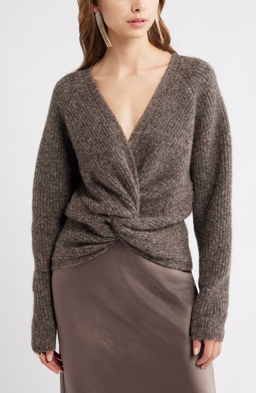 Open Edit Twist Reversible Sweater In Brown