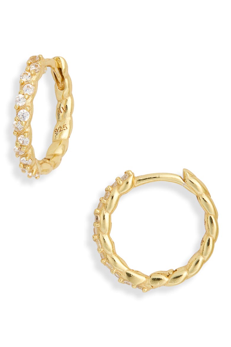 Pavé CZ Hoop Earrings, Main, color, GOLD
