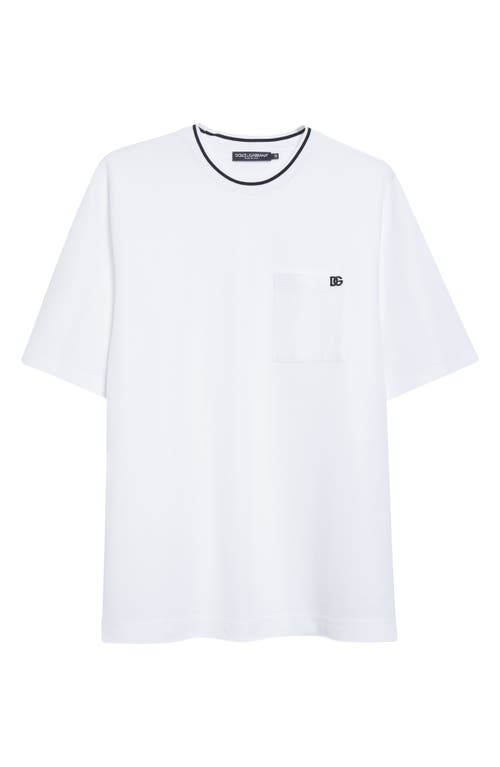 Dolce & Gabbana White Crewneck T-shirt With Logo Embroidery On The Front In White