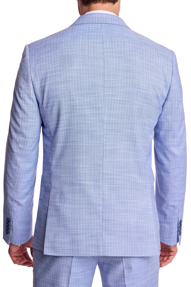 Soho Slim Fit Double Breasted Suit Jacket, Alternate, color, BLUE WHITE PINSTRIPE