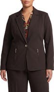 KASPER One-Button Blazer with Zip Pockets