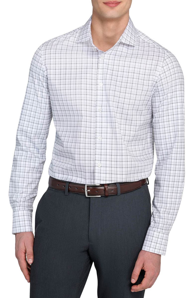 W.R.K Slim Fit Plaid Reworked Dress Shirt, Main, color, White/ Grey