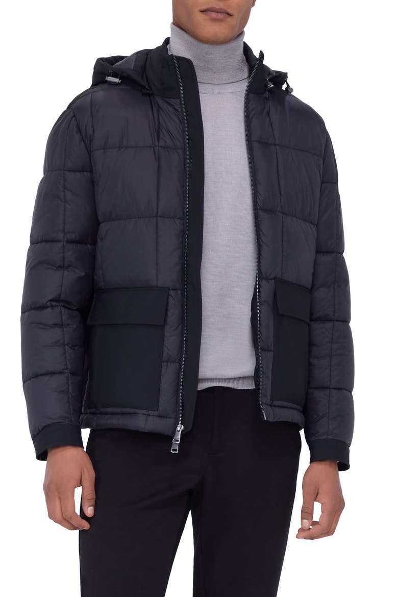 Quilted Hooded Field Jacket, Main, color, BLACK