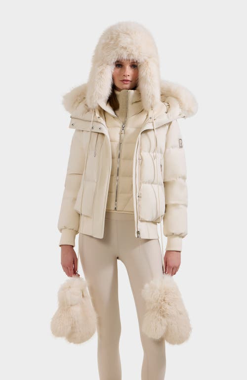 Rudsak Lira Faux Fur Aviator Hat & Mitten Set In Neutral