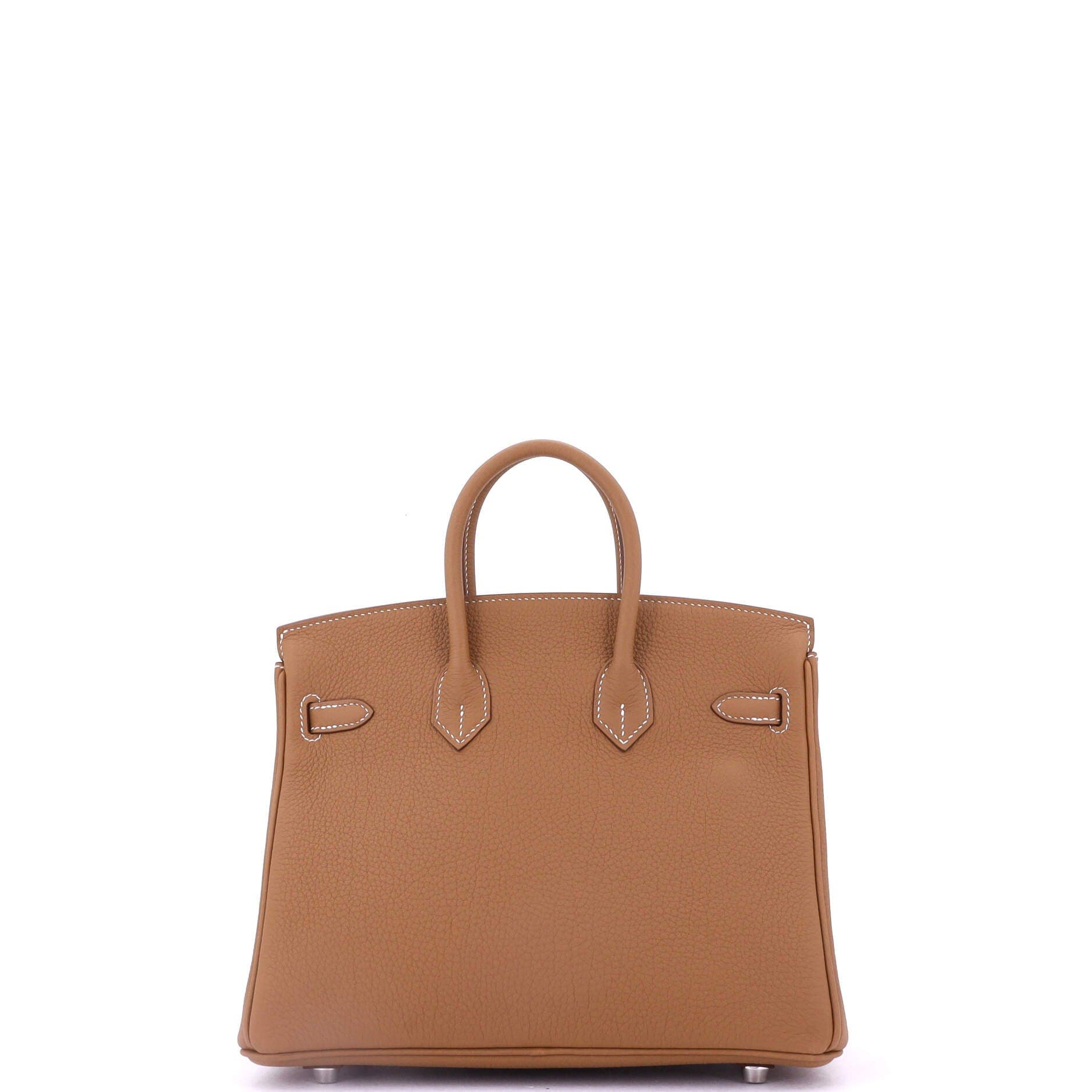 Pre-Owned Hermes Birkin Handbag Brown Togo with Palladium Hardware 25, Alternate, color, Gold